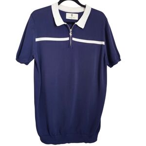 Men's Navy Polo Shirt with White Accents
